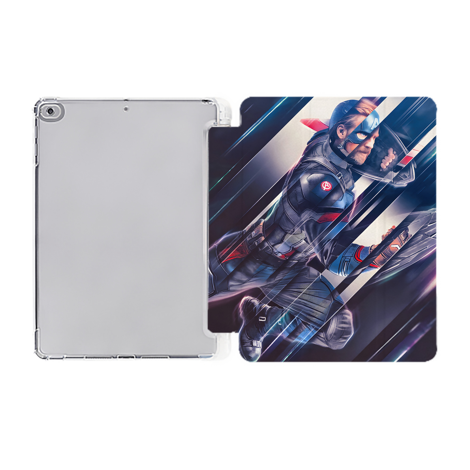 （画像用） アベンジャーズ The Avengers IPad ケース ペン収納付き 三つ折りスタンド PUレザー×シリコン 対応機種9.5/10.5/10.9インチ